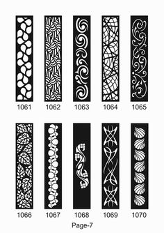 the different patterns and sizes of decorative wallpapers are shown in black and white