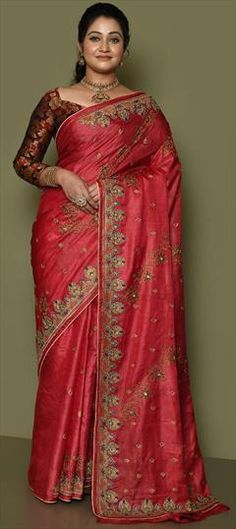 Red and Maroon color Saree in Banarasi Silk, Silk fabric with Embroidered, Resham, Thread, Zari work Red Dola Silk Saree With Resham Embroidery, Red Saree With Resham Embroidery In Dola Silk, Red Traditional Wear With Resham Embroidery In Art Silk, Red Dola Silk Saree For Wedding, Red Dola Silk Traditional Wear For Wedding, Red Dola Silk Embroidered Fabric For Wedding, Red Dola Silk Traditional Wear For Reception, Red Art Silk Saree With Dori Work, Red Dola Silk Embroidered Fabric With Cutdana