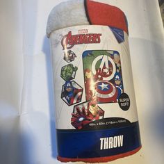 the avengers towel is hanging on the wall