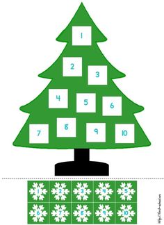 a green christmas tree with numbers on it