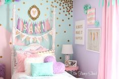 Pastel Girls Room, Girls Room Paint, Diy Girls Bedroom, Unicorn Bedroom, Fantasy Bedroom, Kids Bedroom Designs, Kids Bedroom Design, Pastel Room