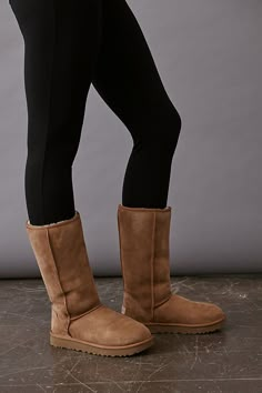 Classic Tall II Boots by UGG in Beige, Women's, Size: 9, Leather/Rubber/Shearling at Anthropologie Types Of Boots, Tall Uggs, Ugg Boots Tall, Chestnut Uggs, Ugg Classic Tall, Dr Shoes, Ugg Classic Ultra Mini, Shoes Unique, Uggs Outfit