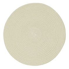 a round rug with white circles on the center and bottom, against a white background