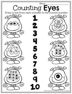 counting eyes worksheet for numbers 1 - 10