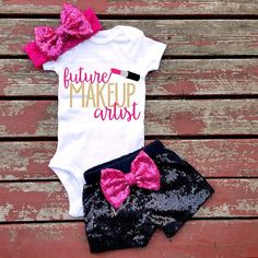 Future Make Up Artist Bodysuit, Baby Girl, Girls, Toddler, Make Up, Lipstick… Princess Beauty, Beauty Beast, Sequin Short, Pumpkin Baby, Baby Princess, Rabbit Ears