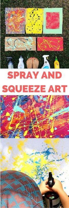 spray and squeeze art is an easy way to teach kids how to use it for arts and crafts