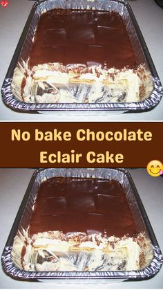 two pans filled with chocolate eclair cake