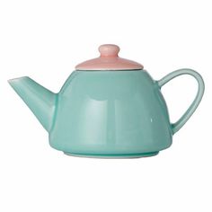 a teapot with a pink top on a white background