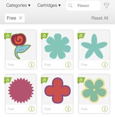 an app showing different flower shapes