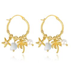 PRICES MAY VARY. ⭐Tropical Beach Charm⭐ These Beach Dangle Hoop Earrings are designed to capture the essence of tropical paradise. Each hoop earring features charming pendants, including a starfish, a coconut tree, a pineapple pearl, and a light blue stone, evoking the beauty and relaxation of a beach getaway. 🐚High-Quality Materials🐚 Crafted from durable copper, natural stone, and glass pearls, these Beach Dangle Hoop earrings ensure longevity and a luxurious feel. The combination of material Cheap Women's Jewelry For Vacation, Jewelry For Christmas, Candy Cane Reindeer, Christmas Believe, Hawaiian Gifts, Blue Stone Pendant, Beachy Jewelry, Beach Earrings, Dangle Hoop Earrings