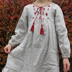 Girls easter dress | Girl’s linen embroidered dress | boho flower girl dress | pure linen tunic for girls | modest fall dress for toddler | ethnic dress