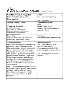 the art lesson plan is shown in black and white, with an image of two different types