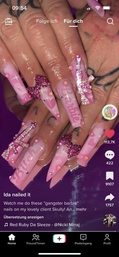 Nicki Inspired Nails, Gag City Nails, Nicki Minaj Nails Design, Nicki Minaj Concert Nails, Nicki Minaj Inspired Nails, Gag City Nicki Minaj, Gag City Outfits, Pink Friday Nails, Pink Friday 2 Concert Outfits