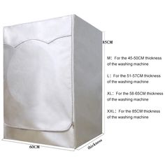 an image of a large white bag with measurements for the size and width, as well as instructions on how to use it