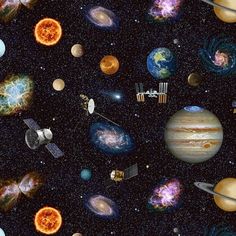 an image of many different planets in the sky