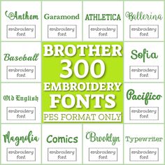 300 Brother machine embroidery fonts bundle for personal and commercial use. High quality fonts for machine embroidery. *Also suitable for Babylock embroidery machine. This embroidery pack includes only PES format.  Almost every font comes in several sizes: 1 inches, 2 inches, 3 inches. Some fonts may be larger or smaller depending on the design. You will also receive a link to the software for viewing embroidery files on your computer or laptop. Please note: these are machine embroidery fonts a Machine Embroidery Monogram Fonts, Embroidery Fonts Machine, Brother Embroidery Designs Free, Free Machine Embroidery Designs Pes, Embroidery Fonts Free, Babylock Embroidery Machine, Ballerina Embroidery, Fonts Wedding, Brother Embroidery Design