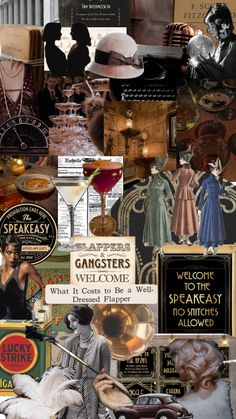 collage of various vintage items including signs and advertisements