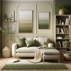 a living room filled with furniture and bookshelves next to a book shelf on top of a hard wood floor