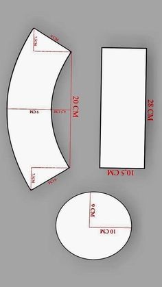 a paper cut out with measurements for the top and bottom part, including an oval shape