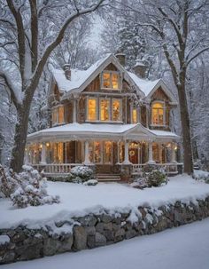 Christmas House Aesthetic Outside, Snow Cottage Interior, Decked Out Christmas House, Homes In Connecticut, Victorian Christmas House Exterior, Winter Aesthetic House, Classic Christmas House Exterior, House During Christmas, Cozy Winter Home Exterior