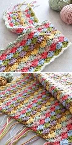 crocheted dishcloths are laying on the table