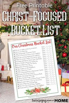 a christmas bucket list with the words, free printable christ - focused bucket list