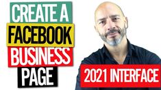 a man is standing in front of a sign that says create a facebook business page