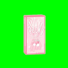 a pink plastic box with white writing on the front and bottom, that says pocky