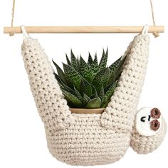 PRICES MAY VARY. Material：This sloth gifts are made from natural cotton and linen. Very soft and 100% handmade sloth planter hanger. The size is big and allow you to hold plant pots of 11 cm maximum diameter. Creative Macrame Plant Hanger: This macrame sloth plant hanger is full of love and joy, which allow you to hold your plants and decorate your house with a different style. Durable and Easy to Clean: This macrame sloth plant hanger is handmade with strong materials and tightly knitted, so it Sloth Plant Hanger, Flower Pot Hanger, Inch Plant, Vertical Wall Planters, Sloth Bear, Plant Stands Outdoor, Small Flower Pots, Hanging Plant Holder, Hanging Flower Pots