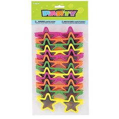 a pack of colorful plastic star clips