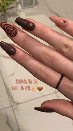 Beige Nails Design, Brown Nail, Brown Nails Design, Beige Nails, Simple Summer, Nails 2021, Short Acrylic Nails Designs, Holographic Nails