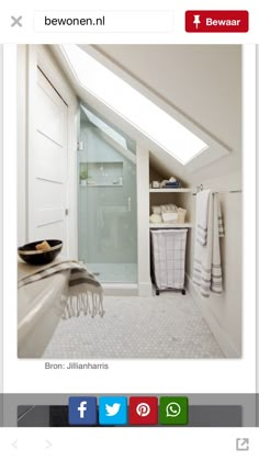 an image of a bathroom with skylights above the toilet and shower stall in it