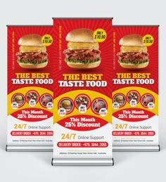 two roll up banners for fast food restaurant