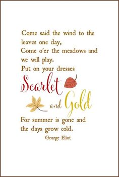 a quote from george ellott about the fall and autumn leaves on white paper