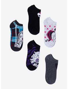 Monster High Characters No-Show Socks 5 Pair | Hot Topic Monster High Outfit Inspiration, Monster High Stuff, Monster High Accessories, Monster High Pajamas, Monster High Merchandise, Monster High Hot Topic, Scene Clothes, Cutesy Outfit, Sock Monster