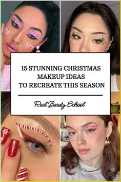 Christmas Eye Looks, Easy Christmas Makeup Ideas, Holiday Party Makeup Looks, Christmas Makeup Looks Simple, Easy Christmas Makeup Looks, Easy Christmas Makeup, Makeup Looks To Recreate, Looks To Recreate