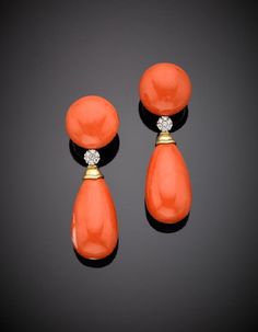 Risultati immagini per antichi gioielli di corallo ebay Coral Jewelry Vintage, Coral Jewellery, Earring Dangle, Handmade Earring, Orange Coral, Earring Gift, Jewelry Design Earrings