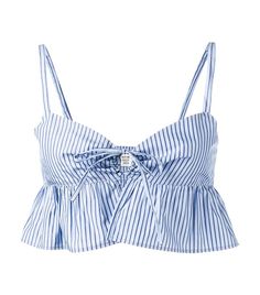 Blue Ruffle Top, Frilly Top, Blue Striped Top, Frill Tops, Blue Striped Shirt, Ruffle Crop Top, Wear Crop Top, Maryam Nassir Zadeh, Blue Crop Tops