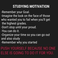 a black and red poster with the words studying motivation