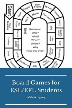 the board game for esl / efl students is shown in black and white