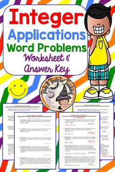 the word problem worksheet and answer key for an interactive math game, which includes two