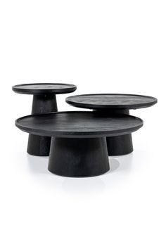 three black tables sitting on top of each other