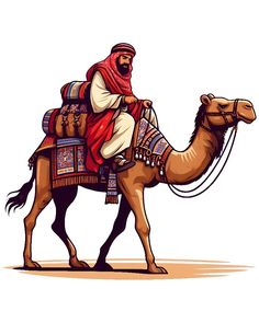 a man riding on the back of a camel