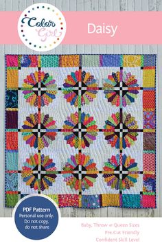 the cover of color girl daisy quilt pattern