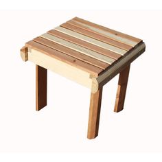 a small wooden stool made out of wood