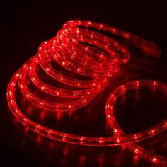 red led rope lights on a dark surface