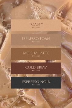 three different types of liquid are shown in the image, including coffee and espresso