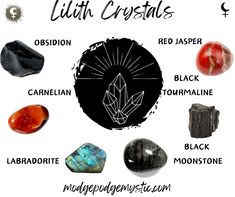 the different types of crystals are shown in this graphic above it is an image of rocks and