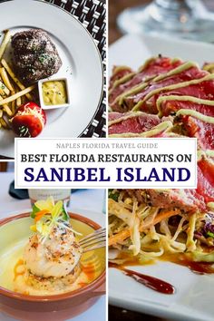 the best florida restaurants on sanibel island are featured in this postcard image