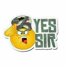 a sticker that says yes sir with an emoticive look on it's face